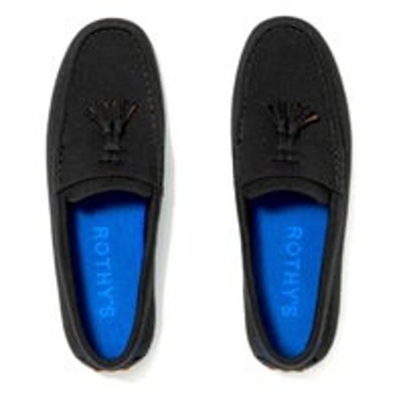 Rothy's Men's The Merino Tassel Driving Loafer Black Size 8.5 NWOB
